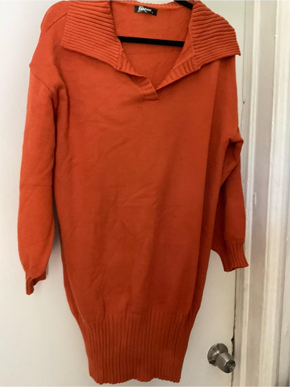 Fashion Brand Company Orange V-Neck Collared Knit Sweater
